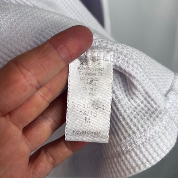 Woman Within White Embroidered Bodice Long Sleeve Thermal Top Size 14/16 - Picture 5 of 7